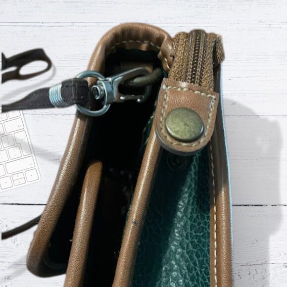 Vintage Esprit 1980's Crossbody Shoulder Bag Credit Card Flap Green and Brown - Picture 4 of 9